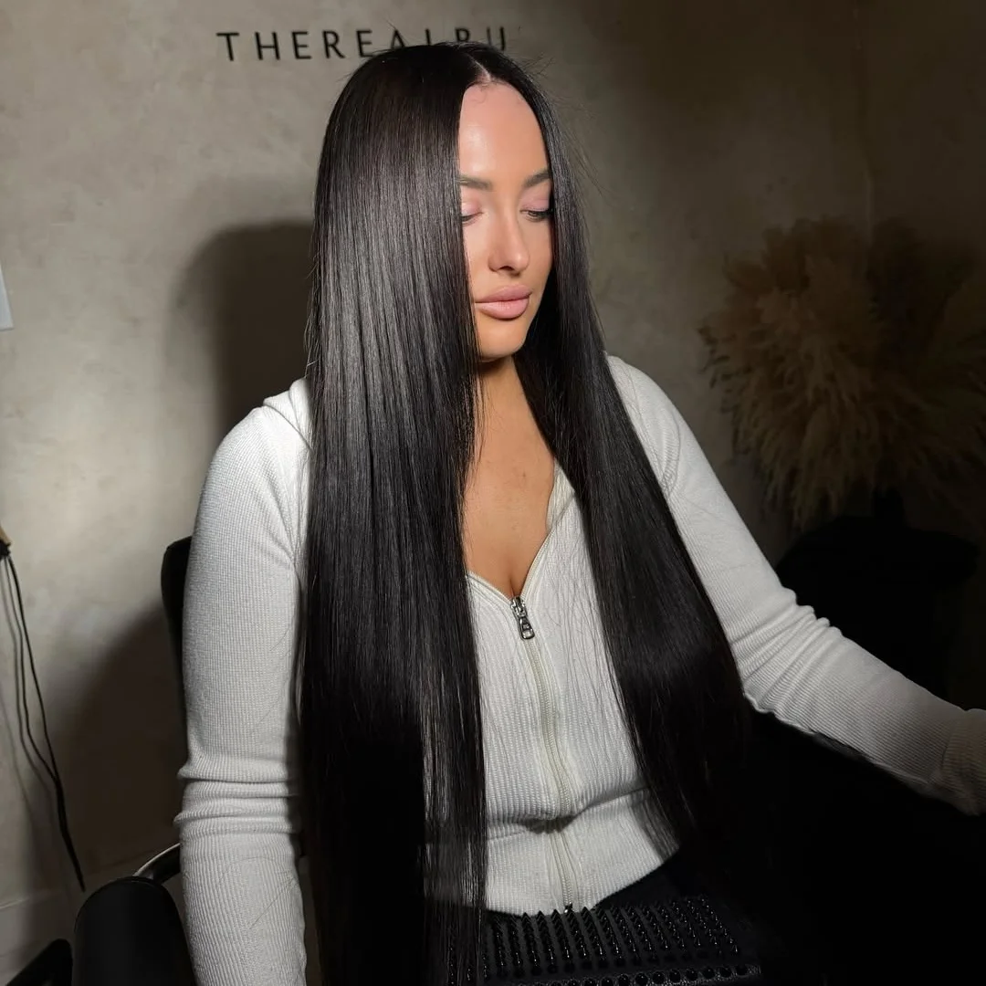 

Straight 13×6 Lace Front Wigs Human Hair Pre Plucked Lace Frontal Wig Natural Color 200 Density Transparent Wigs For Women1B