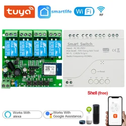 Tuya Smart Wifi Switch Module 12V 24V 220V RF 433 Remote Control Appliance Control Module 4CH Relay Work With Alexa Google Home