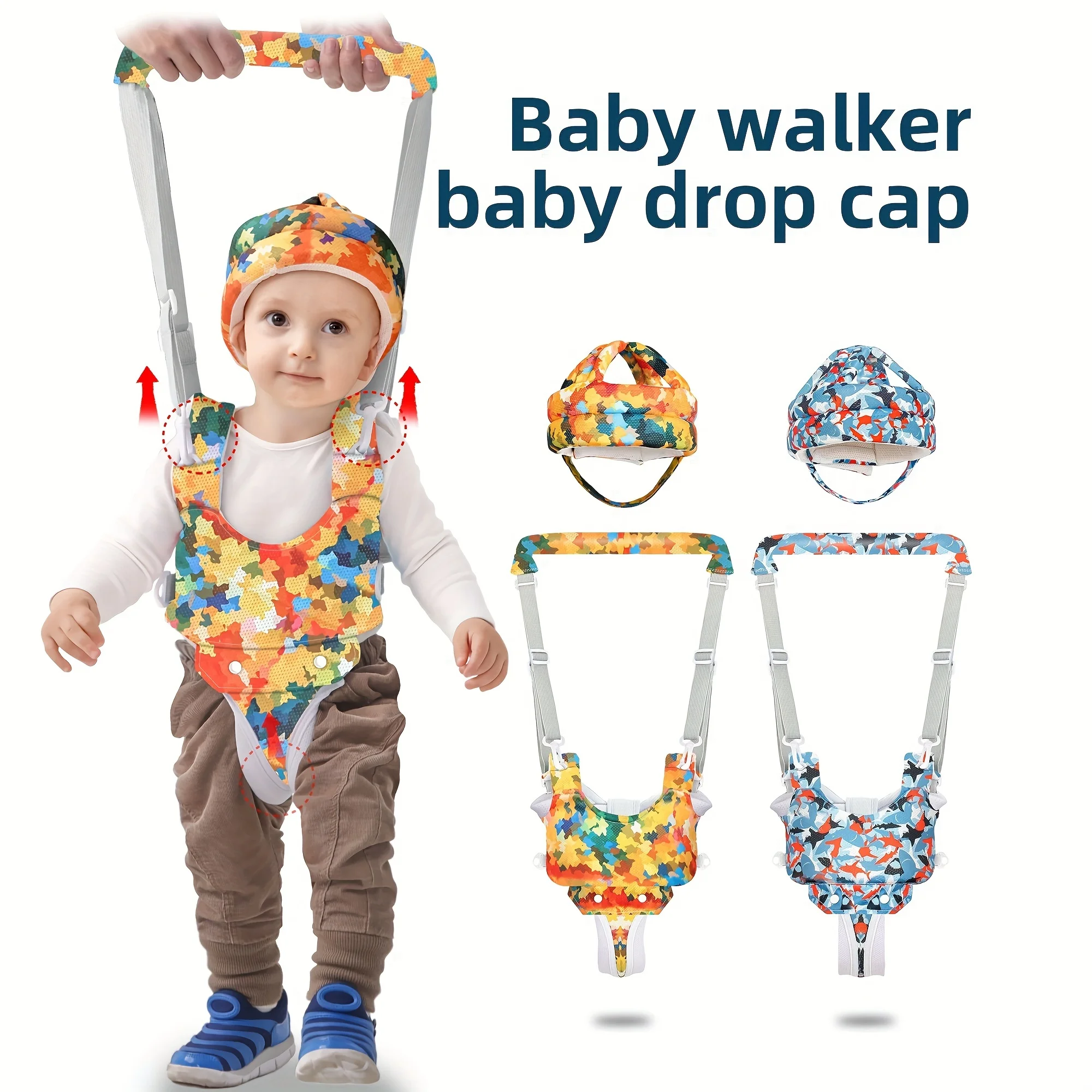 2 in 1 Walking Harness & Anti-Fall Hat Set Safe Keeper Baby Harness Sling Boy Girl Learning Aid Walking Assistant Belt