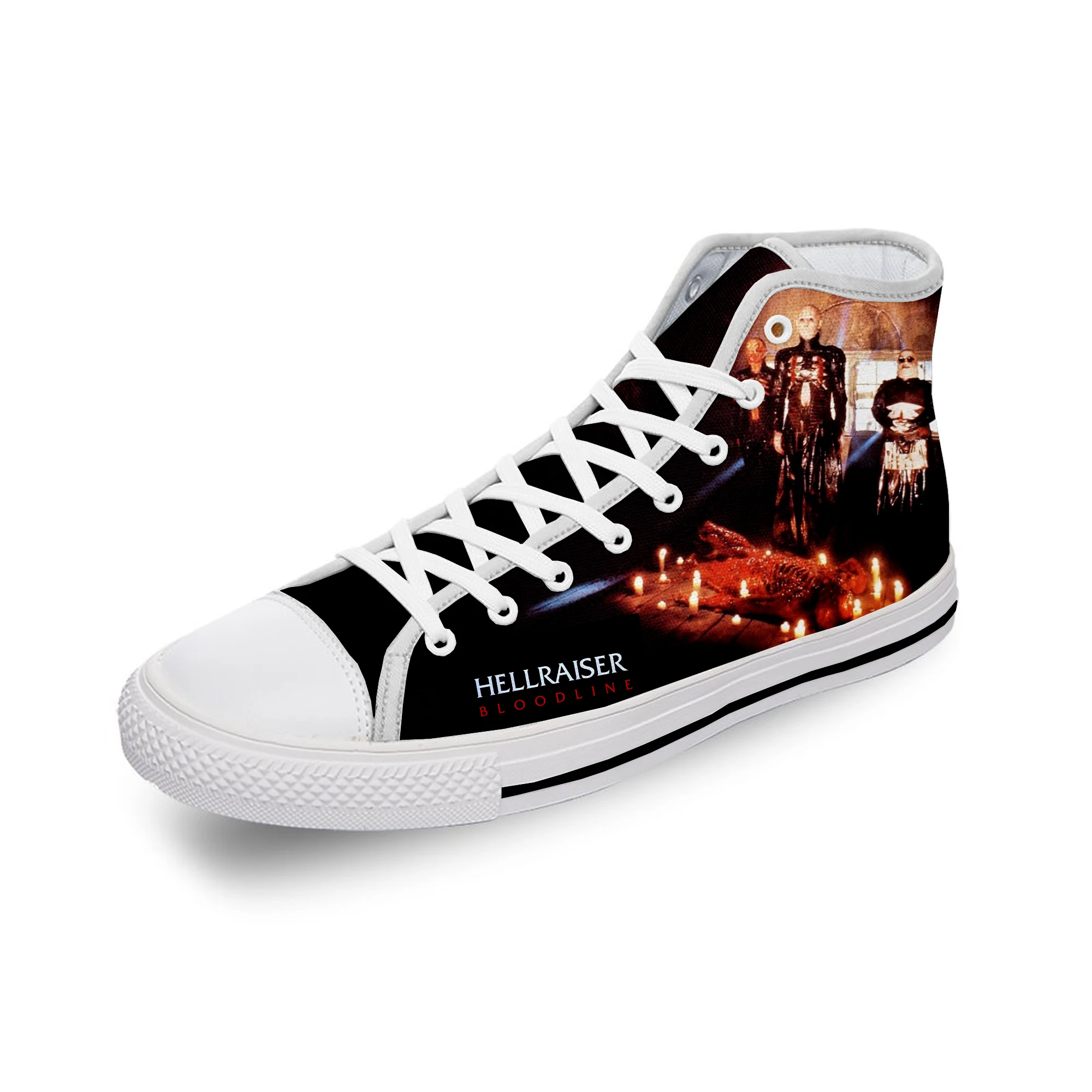 Hellraiser Movie Pinhead Horror White Cloth Fashion 3D Print High Top Canvas Shoes Men Women Lightweight Breathable Sneakers