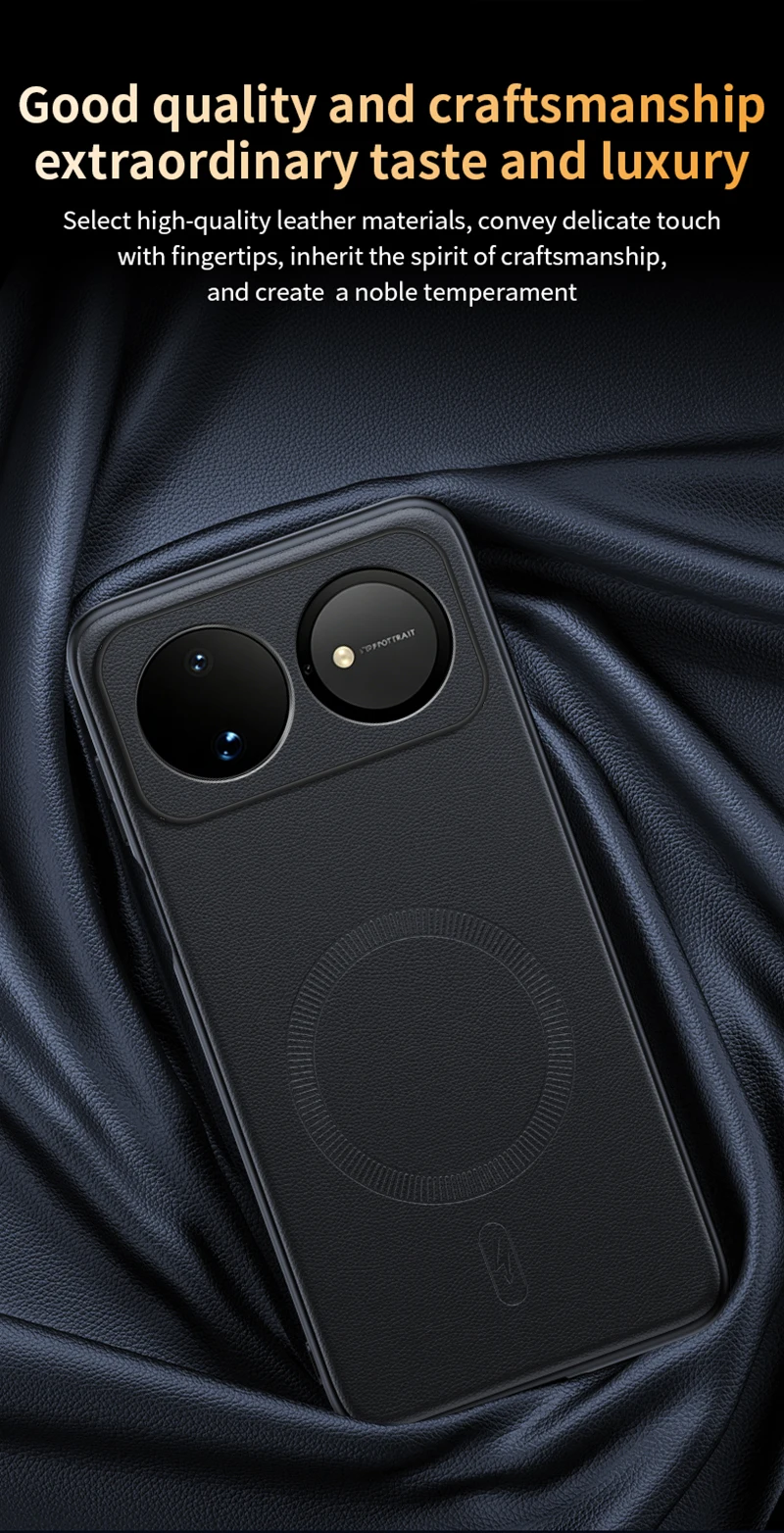 Für Huawei Nova 16: Magnetische Schutzhülle aus Leder, Anti-Fingerabdruck, rutschfest, aus PC+TPU. – Detail 7