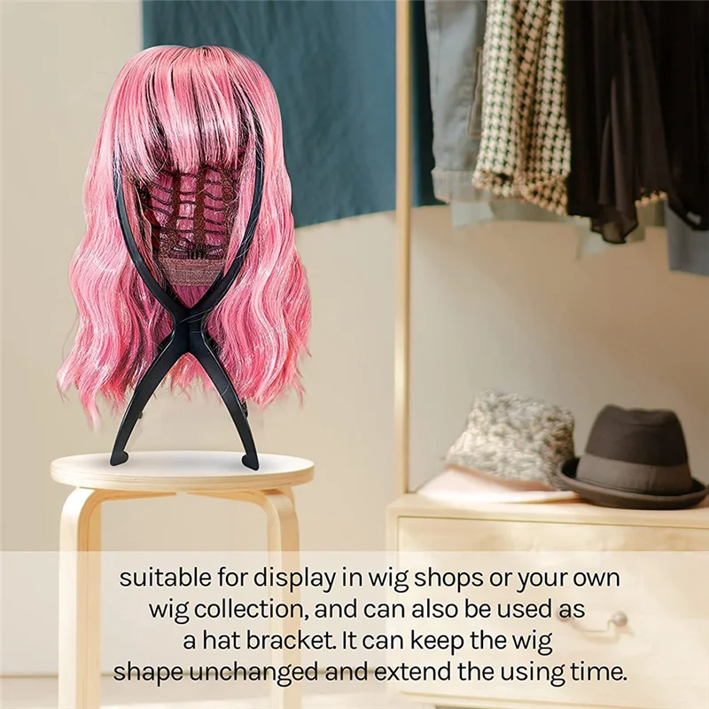 Toupee and Wig Stand, Wig Holder Stands for Displaying Wigs Toupee Exhibitions (Pink)