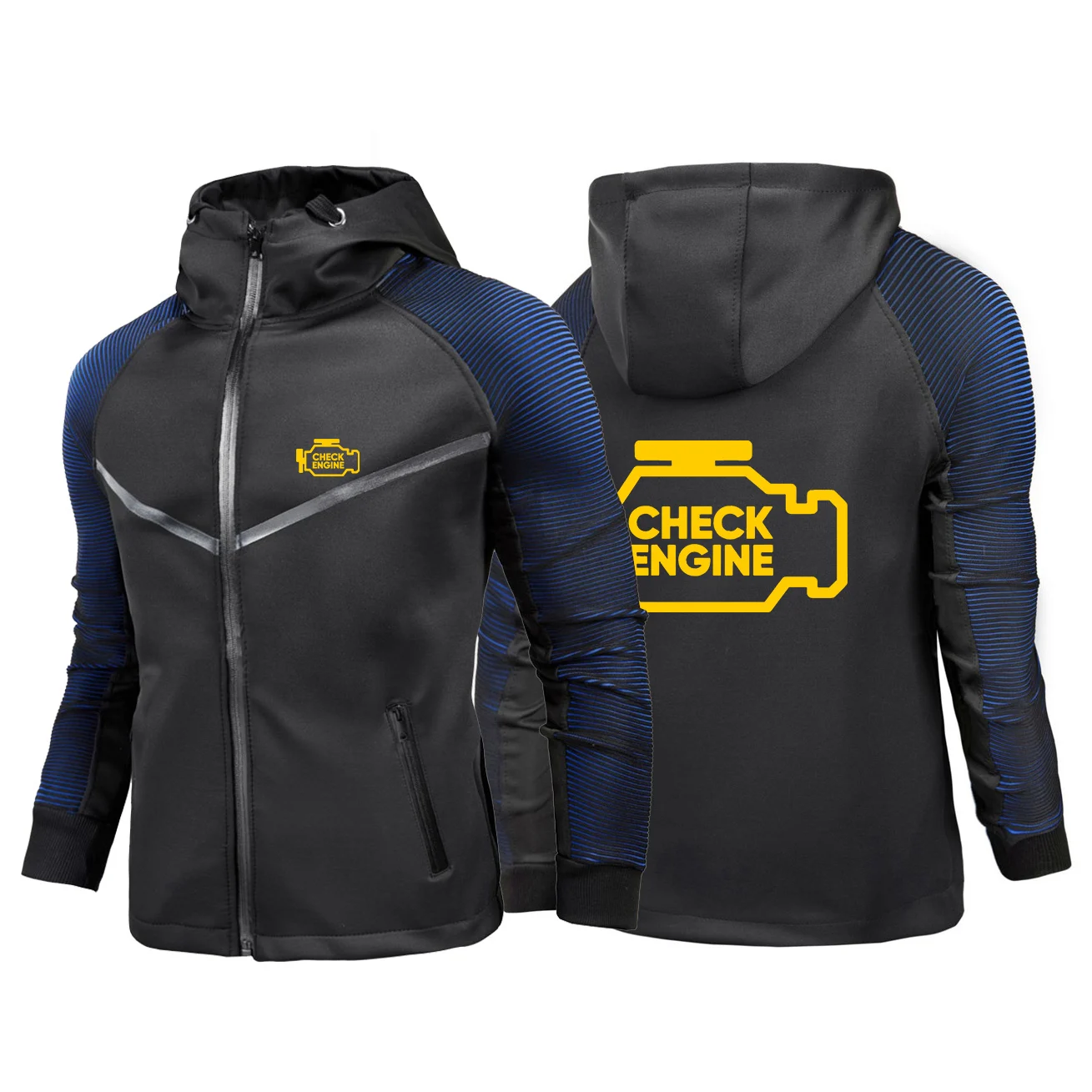 Mechanic Auto Repair Check Engine Light Print 2025 Spring And Autumn Racing Suit Men's New Casual Zipper Breathable Jacket