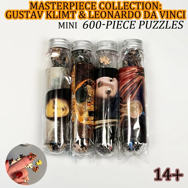 quebra-cabeca-de-600-pecas-obra-prima-de-gustav-klimt-e-leonardo-da-vinci-melhores-presentes-de-natal-e-brindes-para-feriados