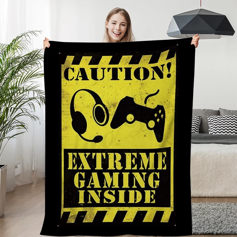 

Digital Print Gamer Bed Blanket Sofa Winter Warm Knee Fleece Camping Custom Nap Fluffy Soft Blanket King Size Microfiber Bedding