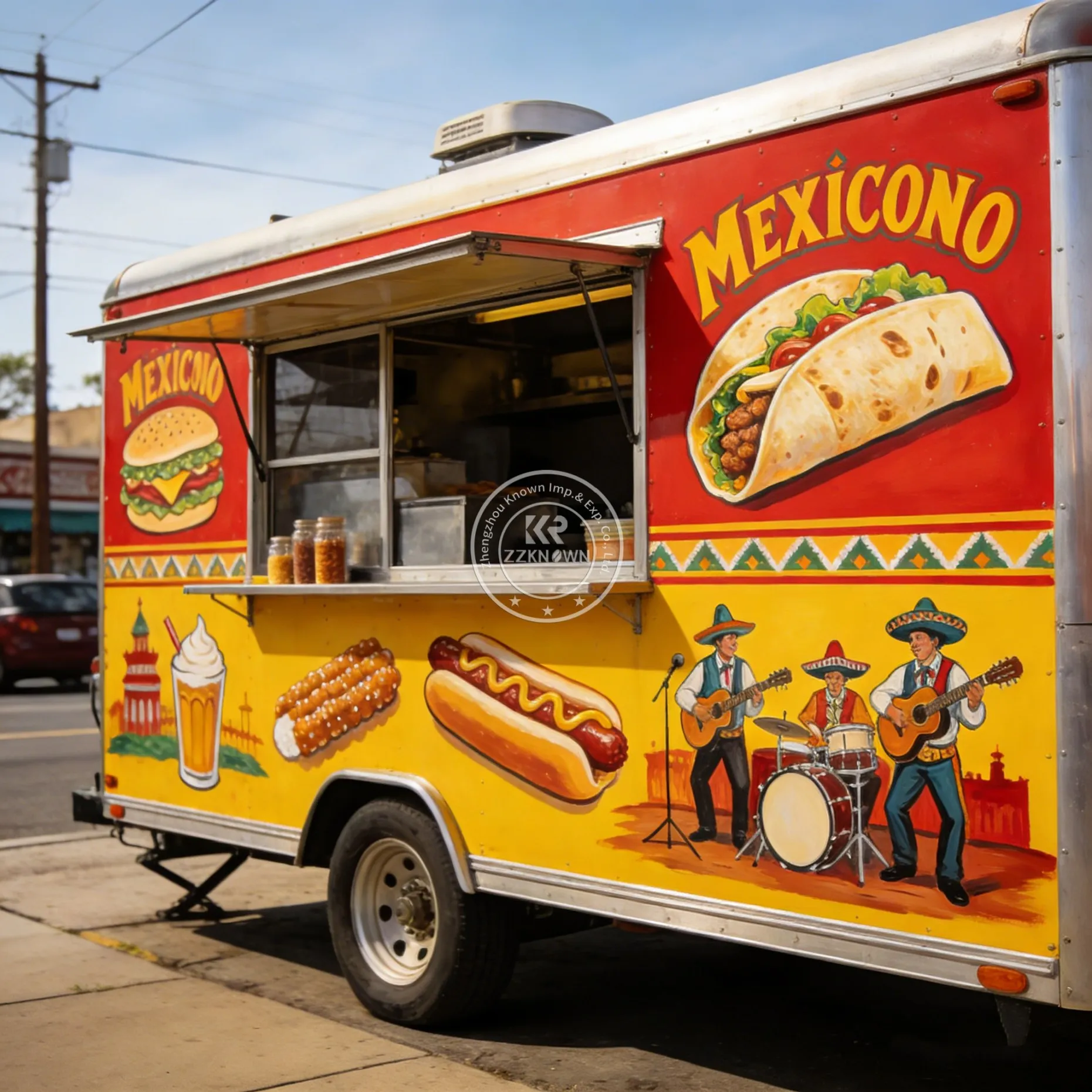 

Customized Mobile Food Trailer Outdoor Street Food Truck Serving Window Coffee Burger Ice Cream Catering Kitchen Trailer