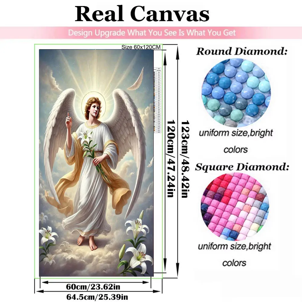 5D DIY Religious Diamond Painting Kit White Angel Man Cross Embroidery Lily Flower Diamond Mosaic Art Gift Large size Home Decor