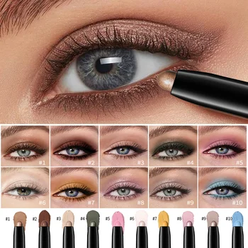 Waterproof 10 Colors Crease-proof Eyeshadow Pencil Stick Lasting Glitter Shimmer Matte…