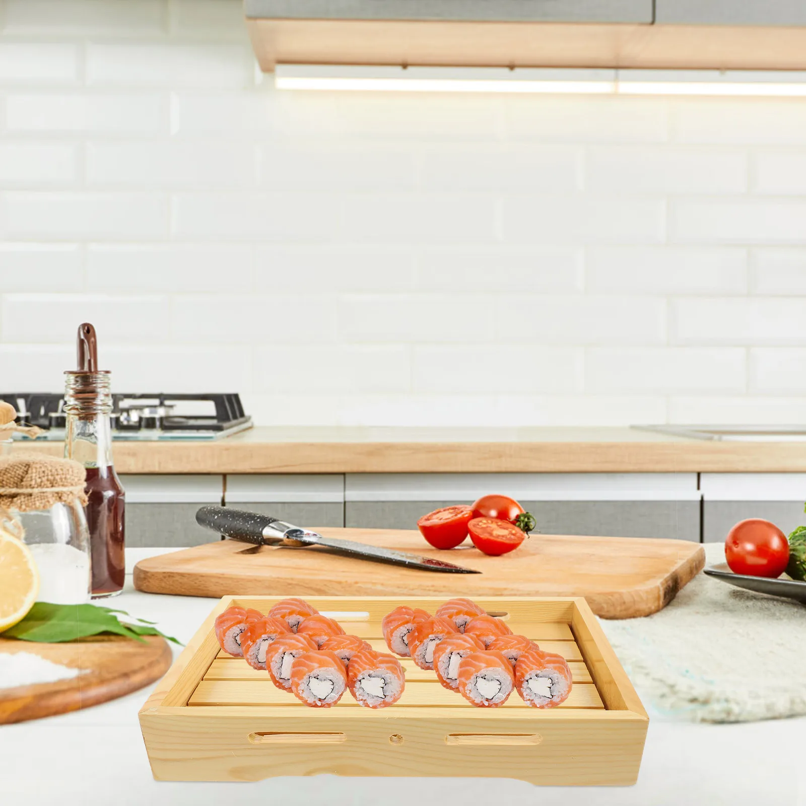 

Wooden Sushi Tray Natural Food Serving Plate Reusable Restaurant Home Party Wooden Food Plate Storage Display