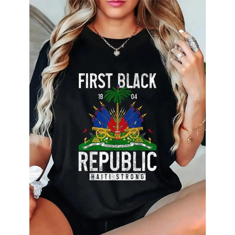 

First Black Republic T-shirt Haiti Strong Haitian Flag Tee for Men Women Unisex 1804 Independence Day Top