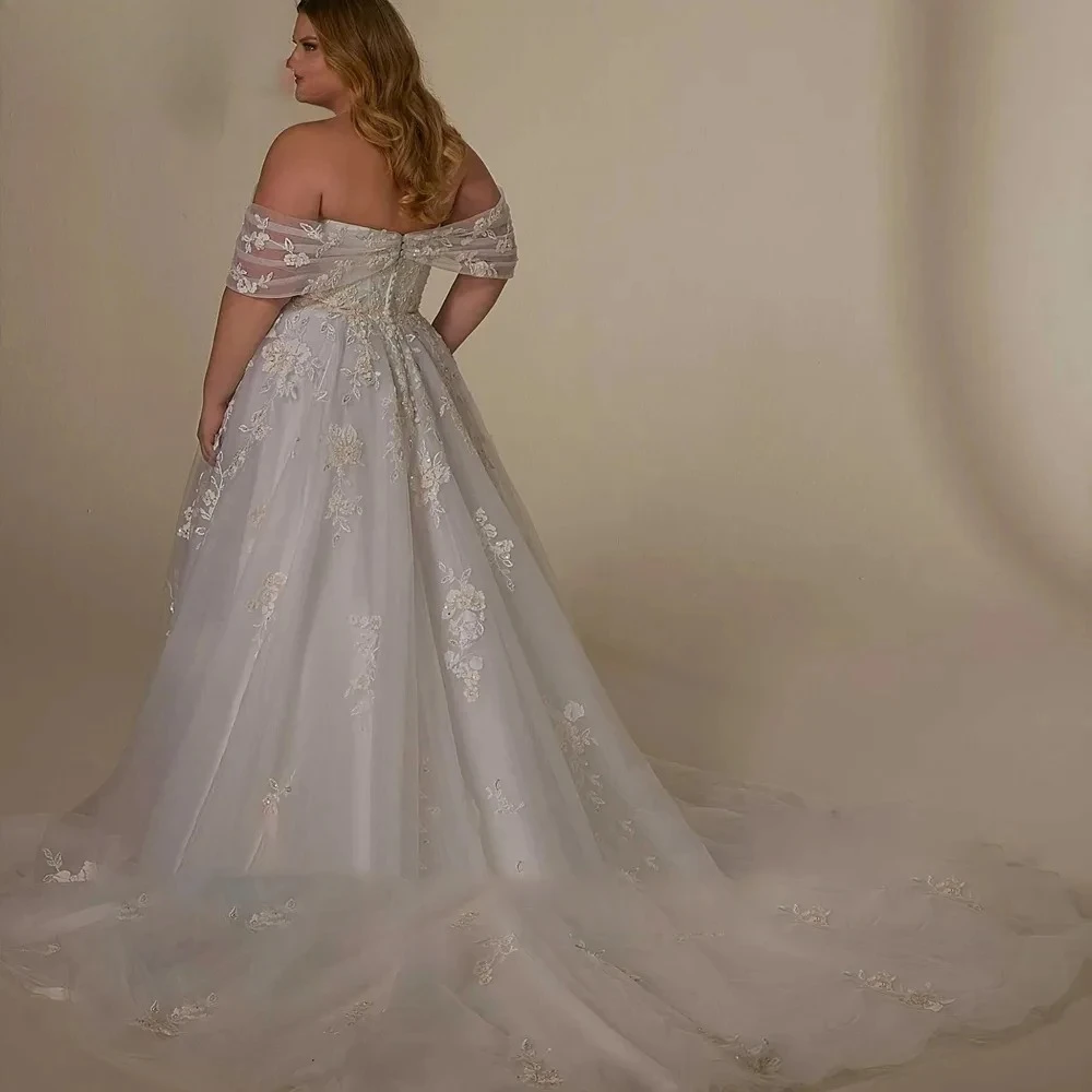 Exquisite Off Shoulder Plus Size Wedding Dress 2026 Romantic Sweetheart Neck Appliques Bride Gowns Vestido De Noiva
