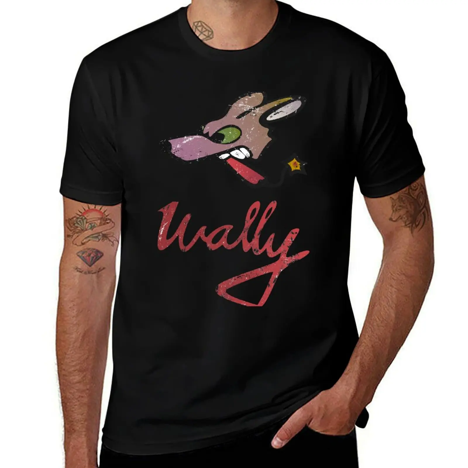 Distressed Wally Fuse Logo T-Shirt man t shirts cotton T-Shirt