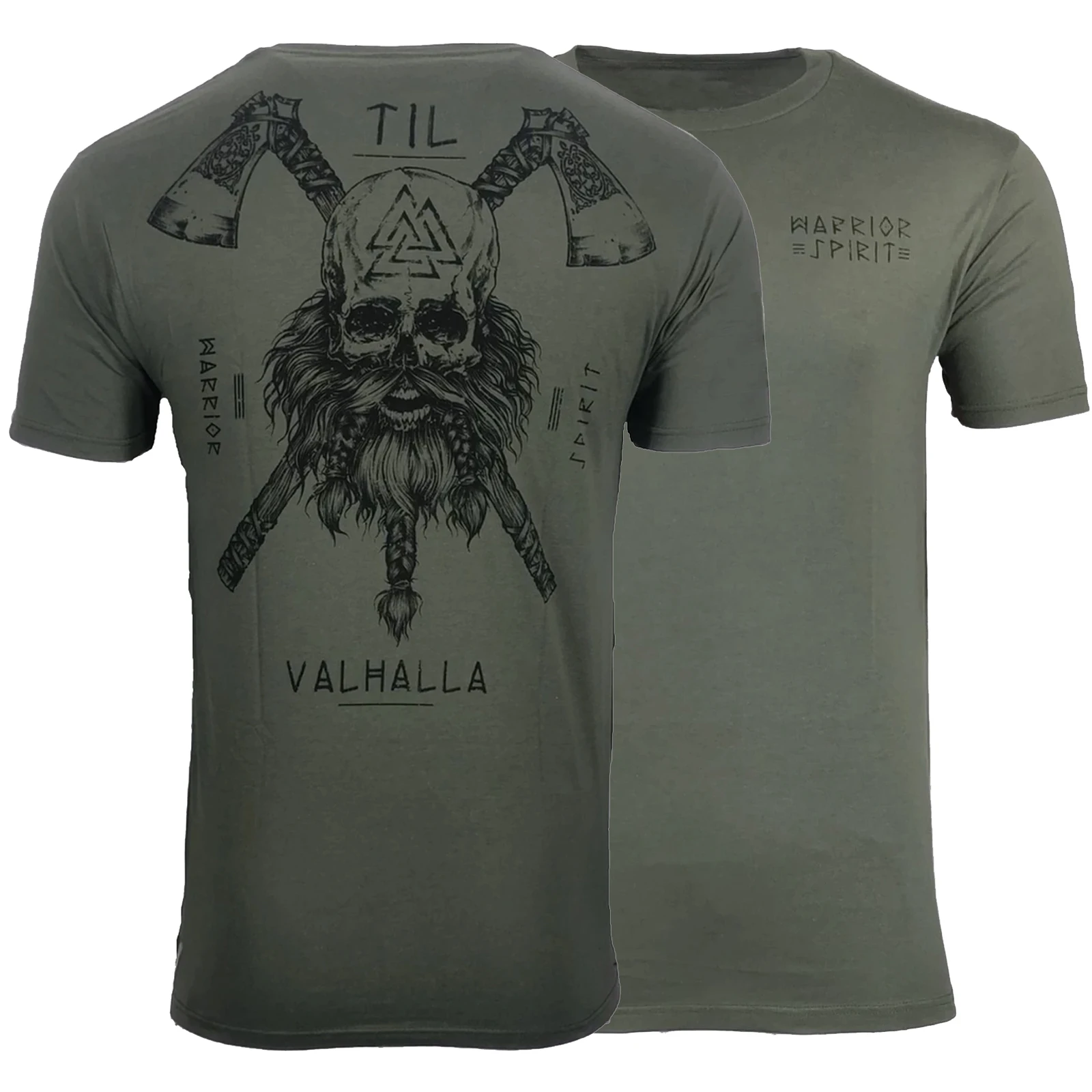 Til Valhalla Nordic  Warrior Spirit Military Grunt T-Shirt 100% Cotton O-Neck Summer Short Sleeve Casual Mens T-shirt