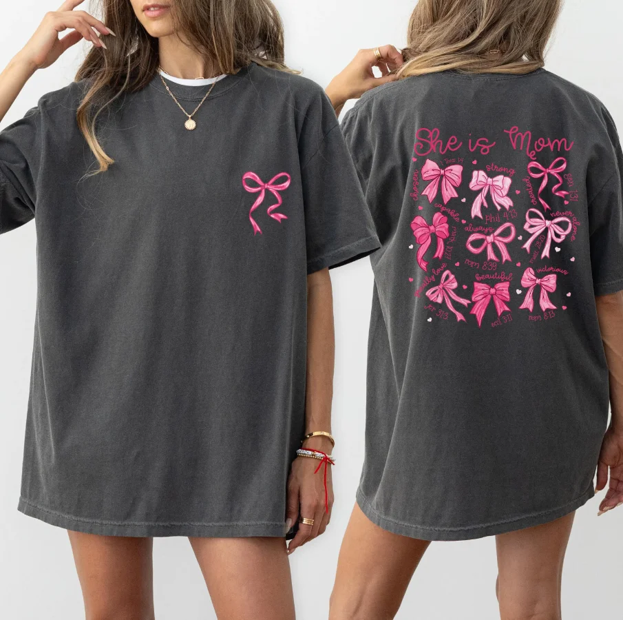 T-Shirt mère rétro grande taille pour femmes, She Is Mom, pur coton, respirant, à la mode et polyvalent, unisexe, surdimensionné