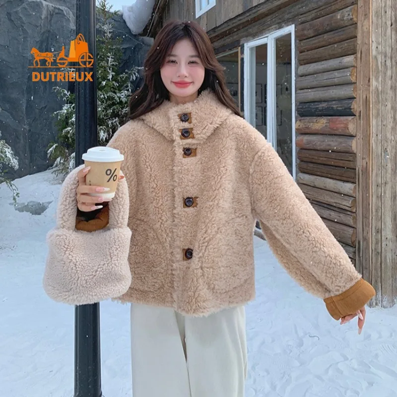 2025 New Winter Women's Double-faced Suede Wool Fur Coat, 100% Real Wool, Fashion Travel Office Warm Women's Real Wool Fur Coat