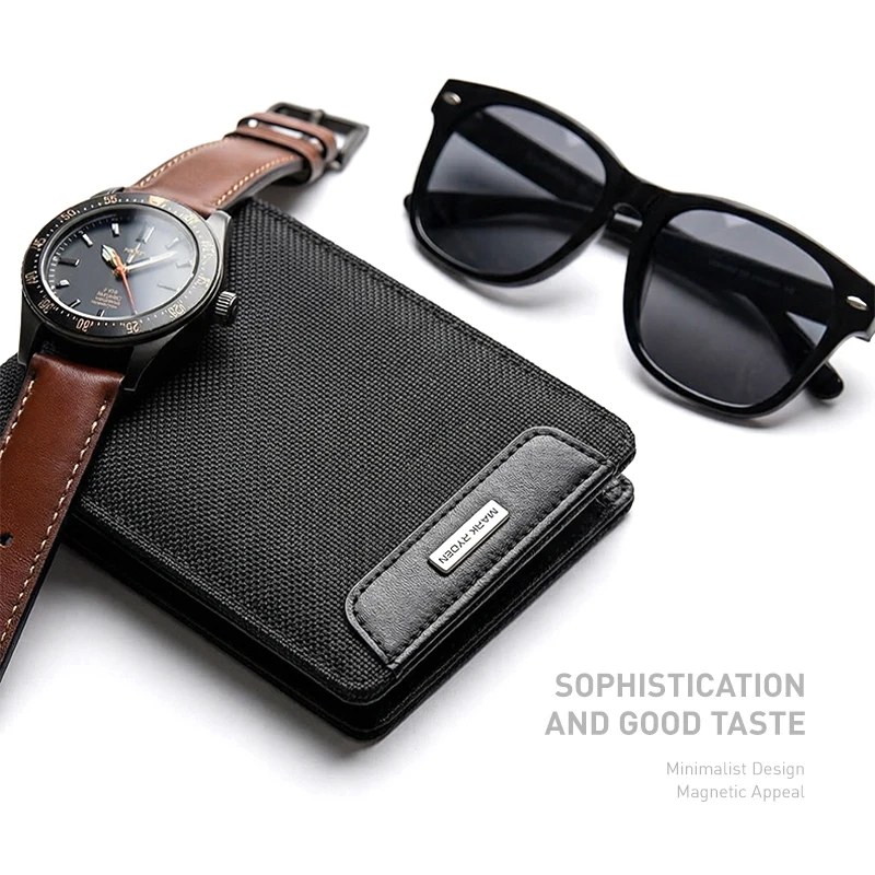 MARK RYDEN Urban Minimalist Mens Bifold Wallet Durable Oxford Fabric Pocket Sized Casual Purse