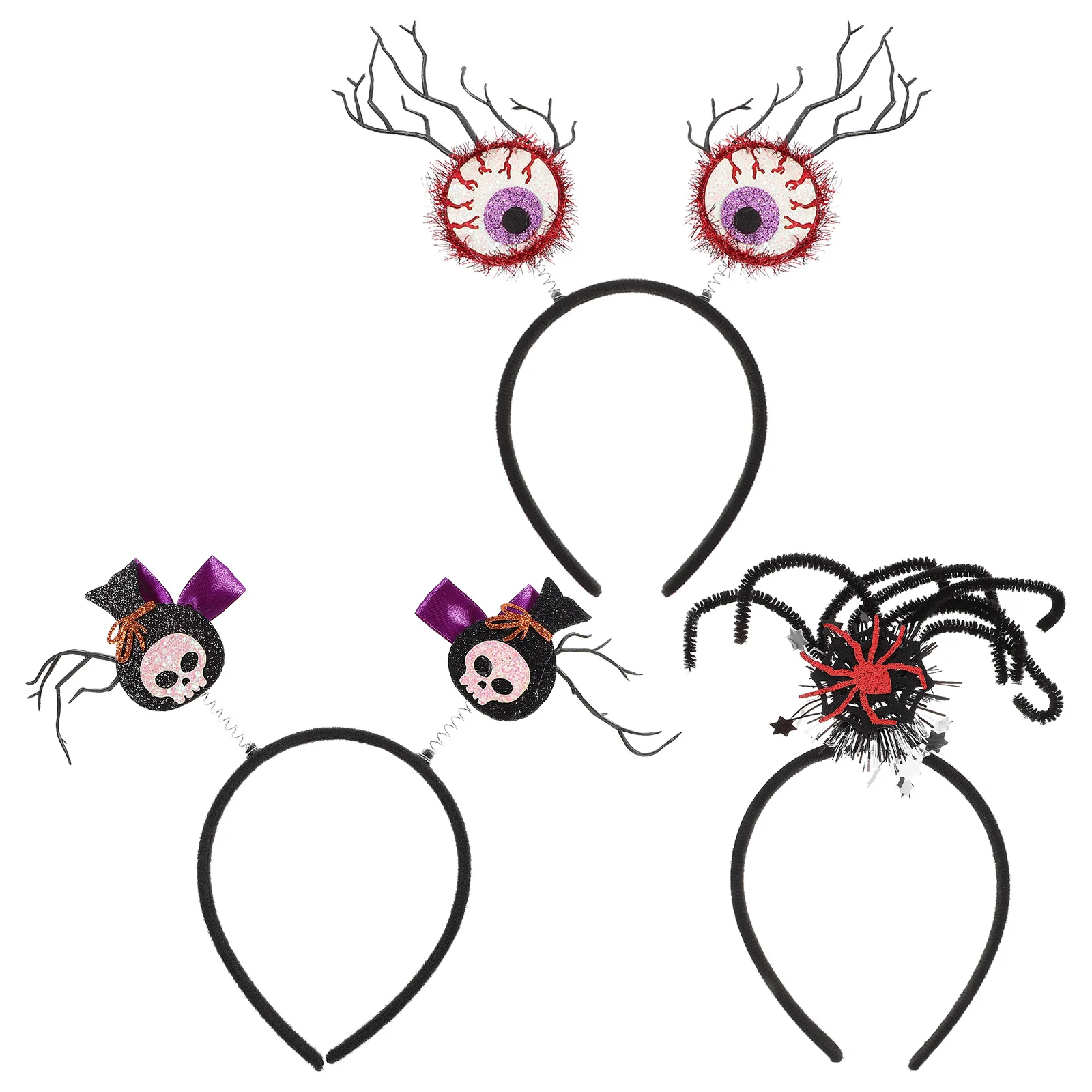 

3Pcs Halloween Spider Headbands Skull Eyeball Hairbands Cosplay Party Costume Hair Accessories for Women Halloween Headbands