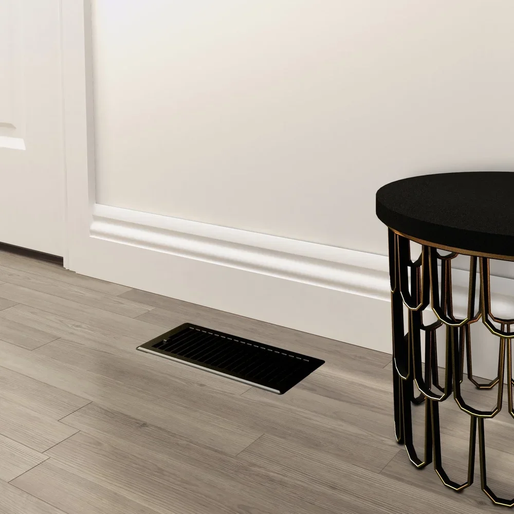 غطاء فتحة تهوية قابل للتعديل من الفولاذ الأسود غير اللامع مقاس 4 بوصة × 10 بوصة، تصميم متين وسهل التنظيف