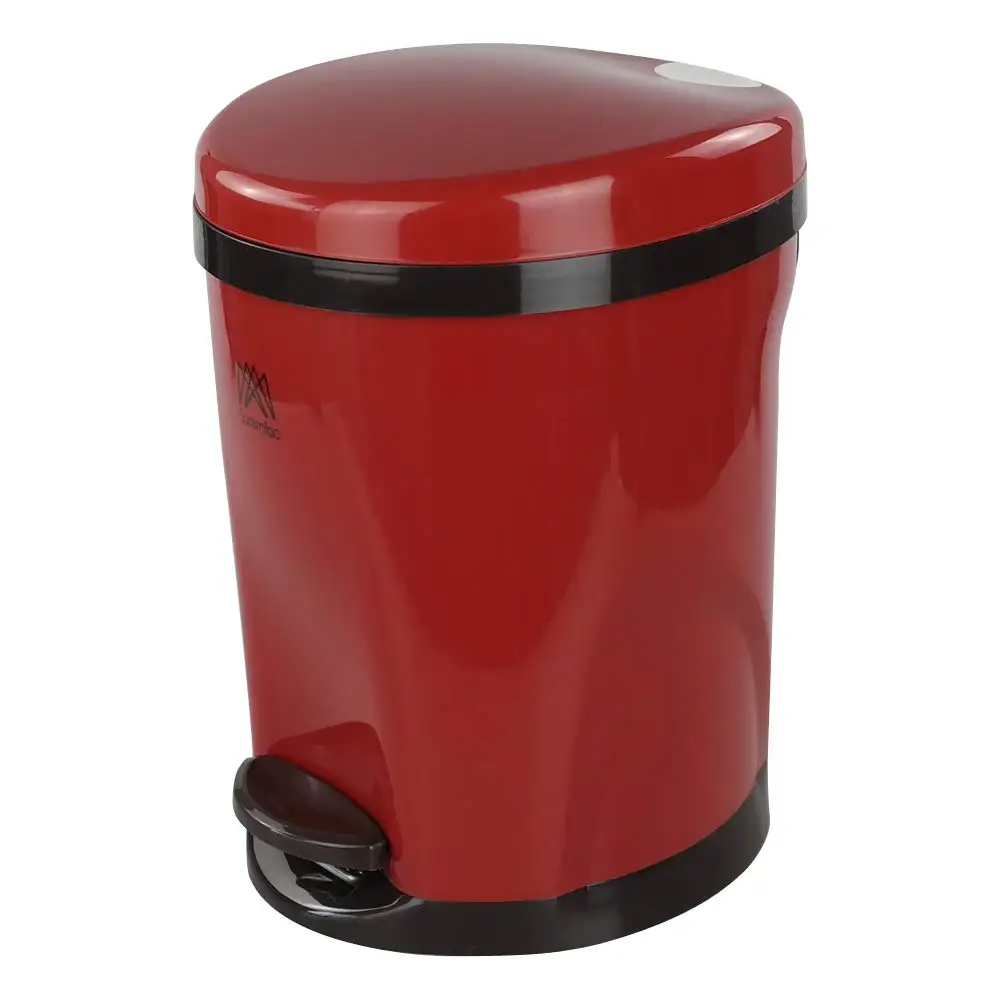 Round Foot Step Trash Can With Lid, Garbage/Waste Bin With Pedals, 2.2 Gallons / 8.3 Liters, Red