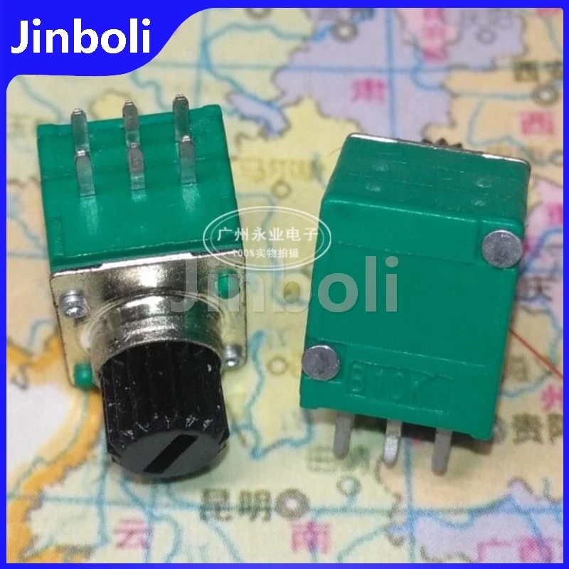 5PCS RK097 Type Double 6Pins B10K B103 Audio Volume Precision Sealed Potentiometer Flower Shaft Length 7MM