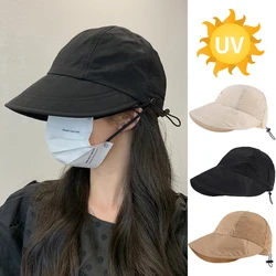 Summer Sunshade Sun Hats Wide Brim UV Protection Light Bucket Hats Korean Drawstring Visors Peaked Cap Travel Panama Beach Caps