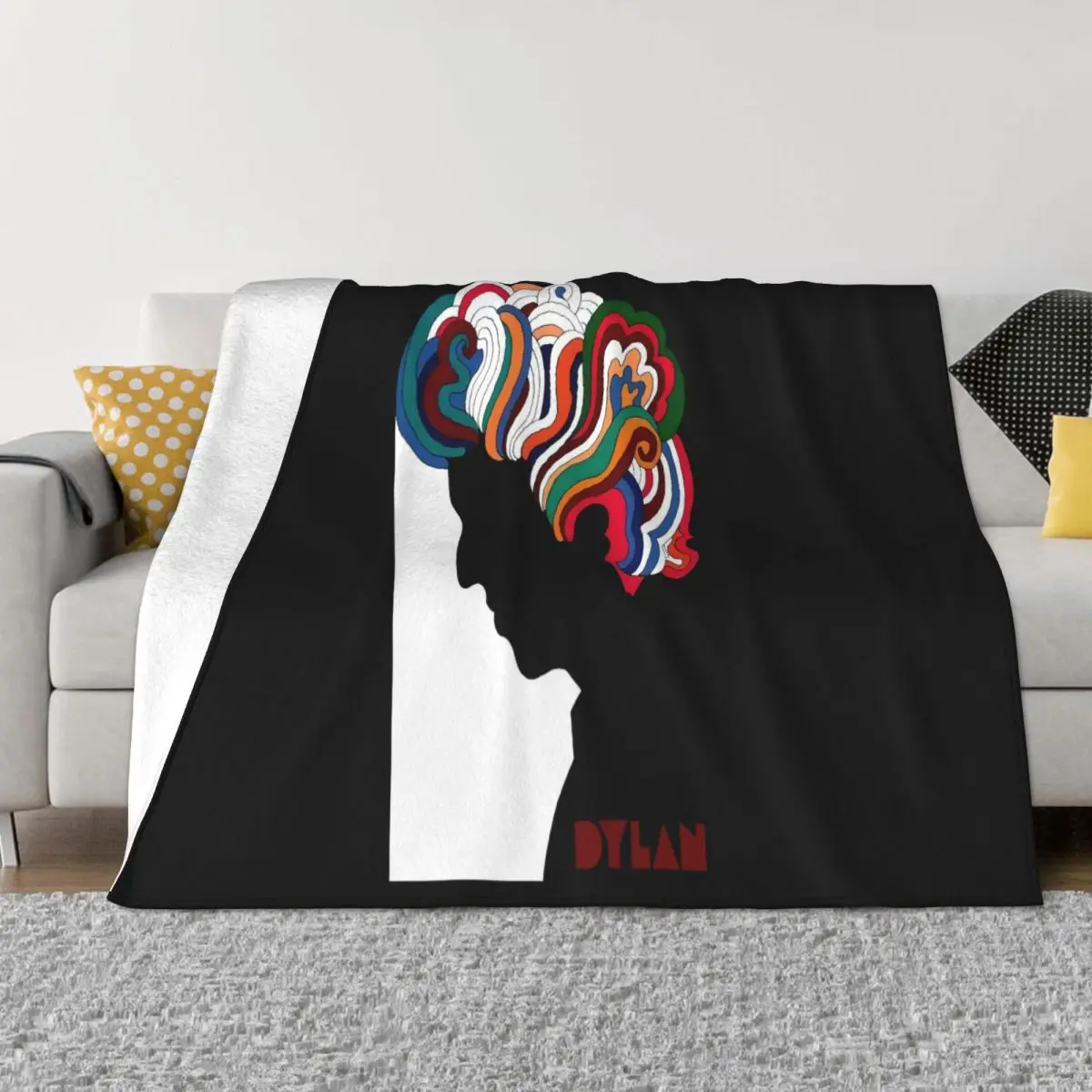 Bob Dylan Logo Milton Glaser Sketch Men Black Unisex S 234Xlzm063 Casual Fitness Throw Blanket