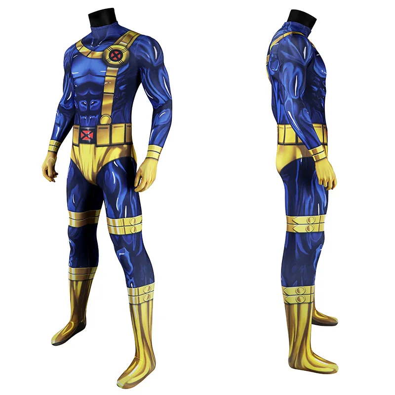 X-MEN 97 Cyclops Cosplay Jumpsuit Mask Scott Summers Cosplay Costume Zentai Suit Superhero Halloween Outfit Party Bodysuit