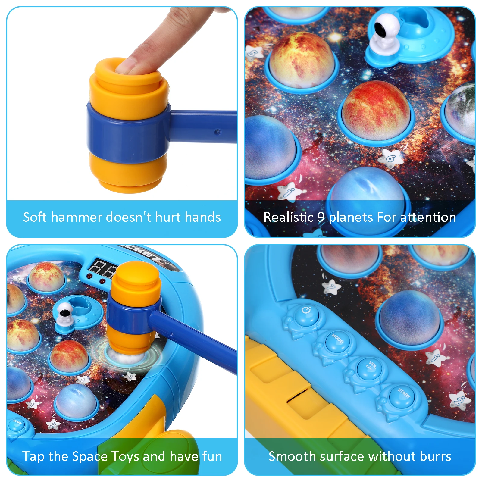 

Kids Whack Game with Hammers Interactive Space-Themed Hammering Playset for Toddlers Educational Rhythm and Coordination