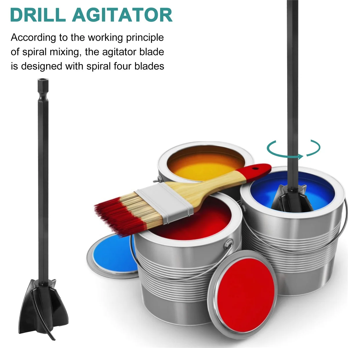 TFBC Palette per miscelatore di vernice in resina epossidica per trapano, 4 palette per miscelatore per trapano in resina riutilizzabili per agitatore di vernice e 2 aste di prolunga