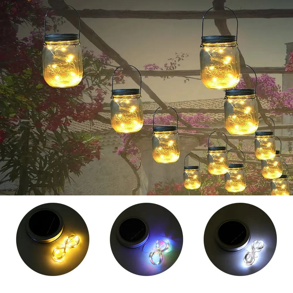

Solar Power Mason Jar Lid Lights 1M/2M LED Waterproof Fairy Lights DIY Christmas Wedding Party Garden Bar Decoration Lights