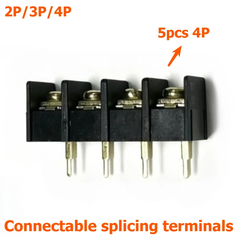 EX1000 - 10.0MM black grille type PCB terminal with gold pins, pin spacing 10MM, 2P - 4P, for high current applications