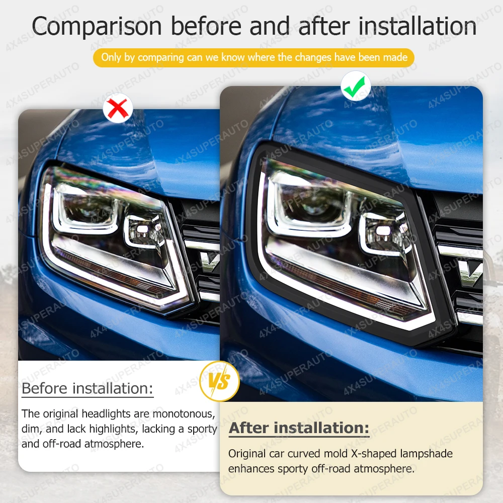 Headlight Tail Lights Cover For Volkswagen Amarok 2009-2022 Matter Black Lamp Hoods Protector Covers Car Exterior Accessories