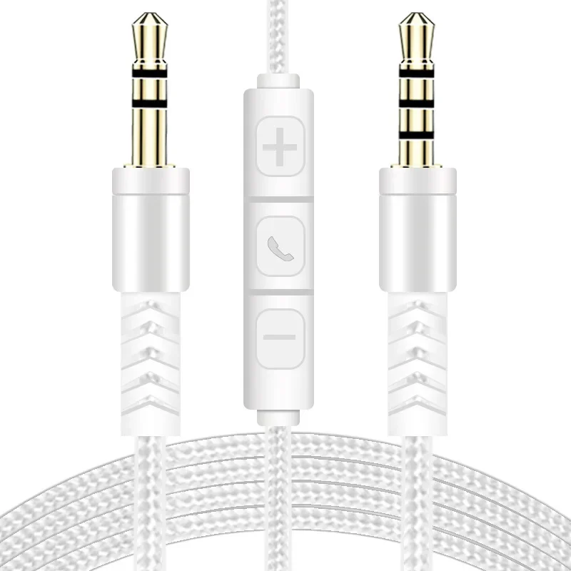 1.2m Audio Cable 3.5mm to Jack 3.5mm Speaker Line Aux Cable Male to Male with Mic to volume control for Headphone Car speaker