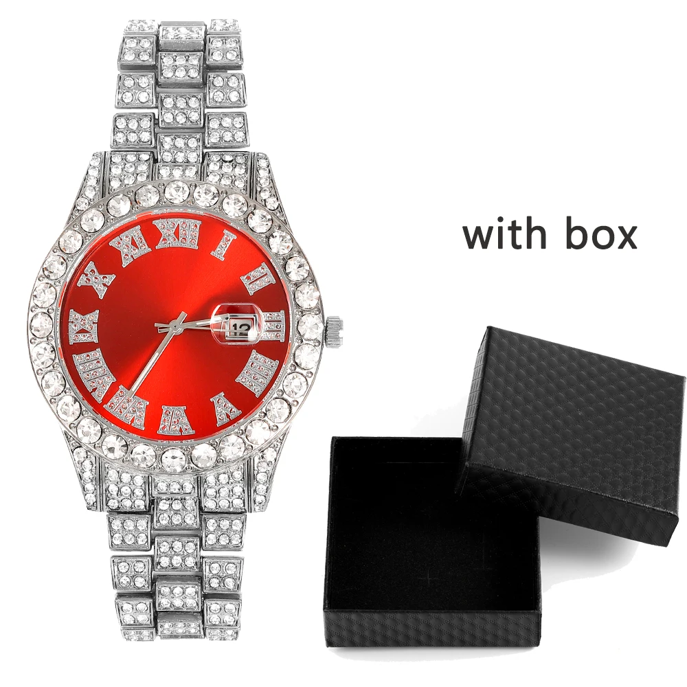 

Hip Hop Full Mens Iced Out Watches Luxury Date Quartz Wrist Watches With Micropaved Cubic Zircon Watch For Women Men Jewelry