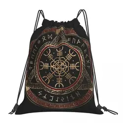 The Helm Of Awe V-Viking Age Cool Kawaii Drawstring Bags Shopping Shoe Clothes Storage Multi-function Teen Portable Rucksack