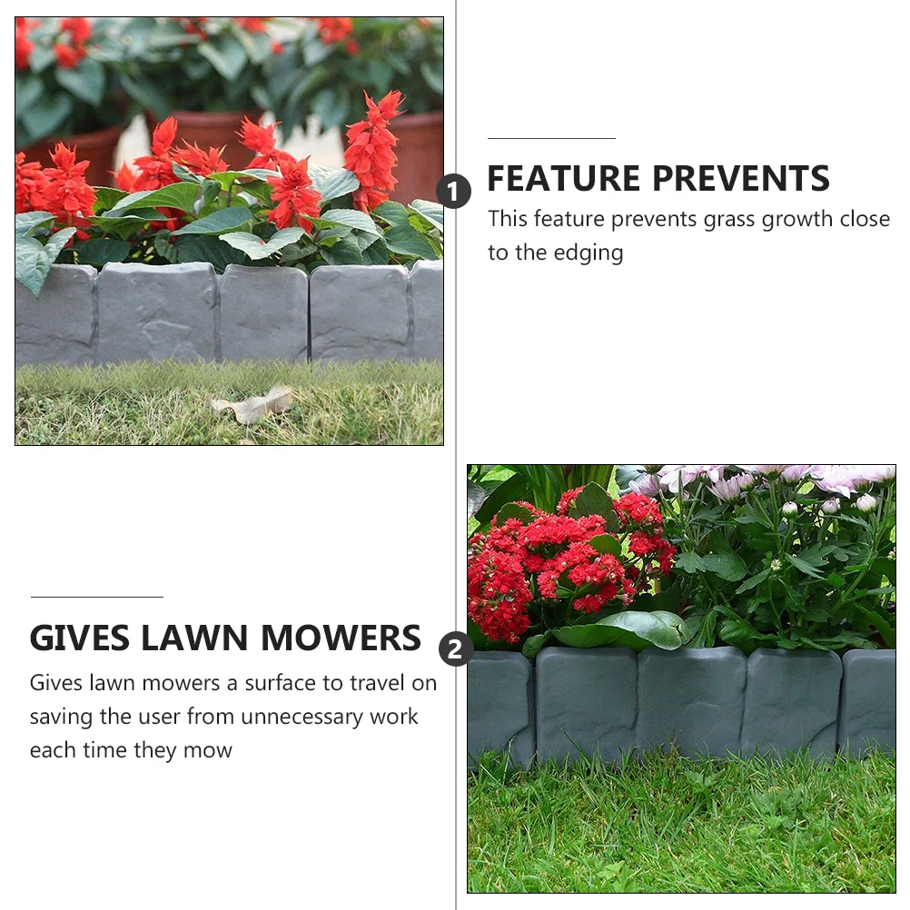 

20Pcs Plastic Lawn Edging Border Fence Stone Imitation Garden Decorative Fencing for Flower Bed Tree Path Landscaping