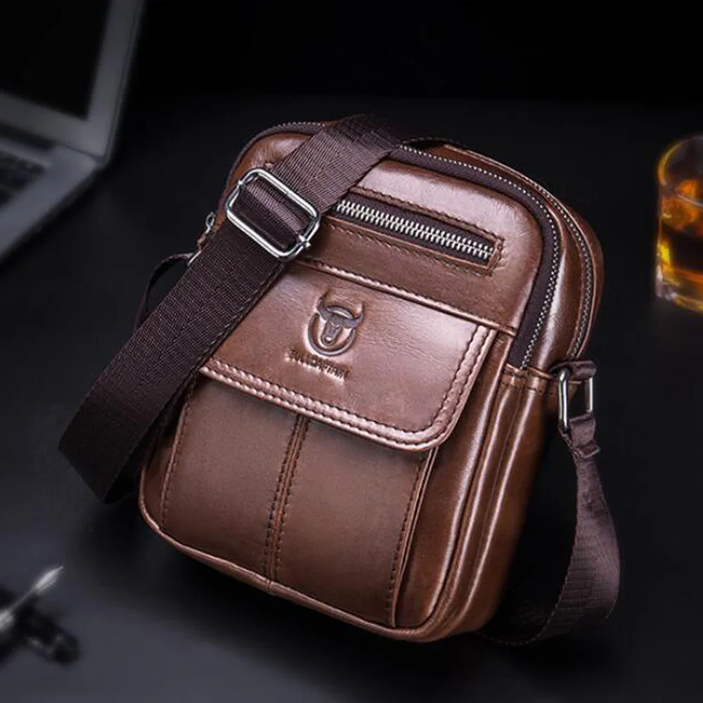 

BULL CAPTAIN Fashion Genuine Leather Shoulder bags men business Crossbody Bags mini Brand casual Male messenger Bag Handbags