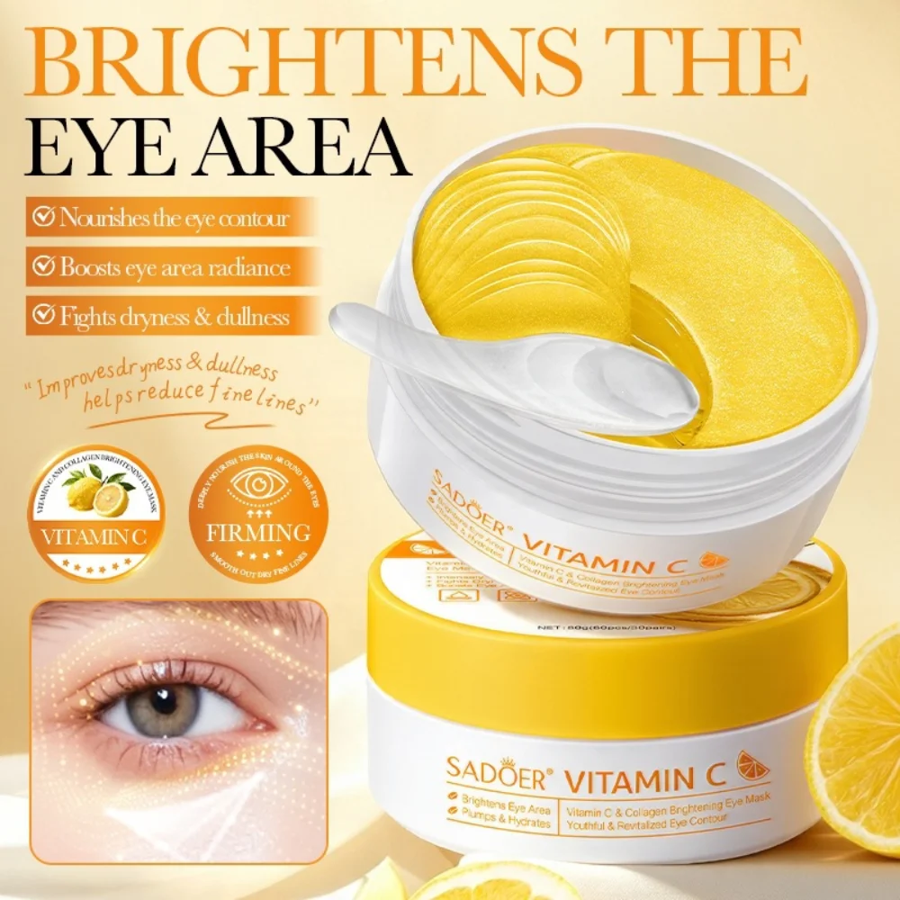 SADOER Vitamin C and Hydrolyzed Collagen Under Eye Patches Moisturizing Gel Eye Mask for A Smooth and Naturally Radiant Eye Area