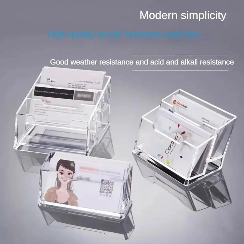 1Pcs Display Stand Business Card Box Acrylic Plastic 1/2/3 Grids Bussiness Card Holder Clear Transparent School Office Supplies