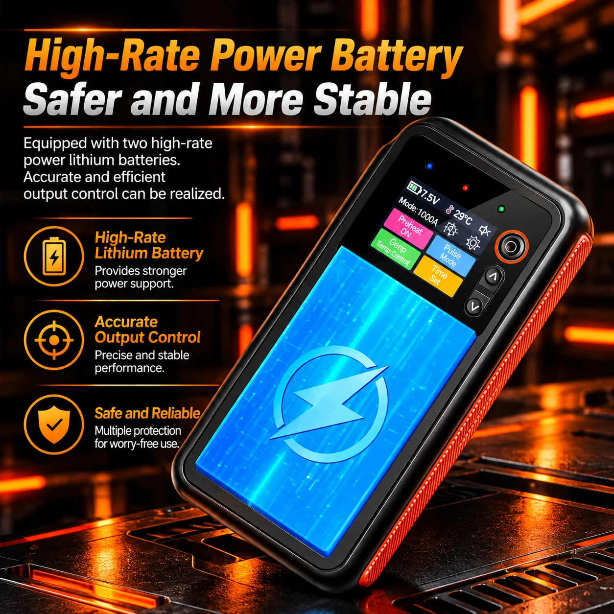 Docreate 773 Portable Battery Spot Welder, Dual Pulse 5000mAh Color Screen Welding Machine for 18650 Lithium Battery