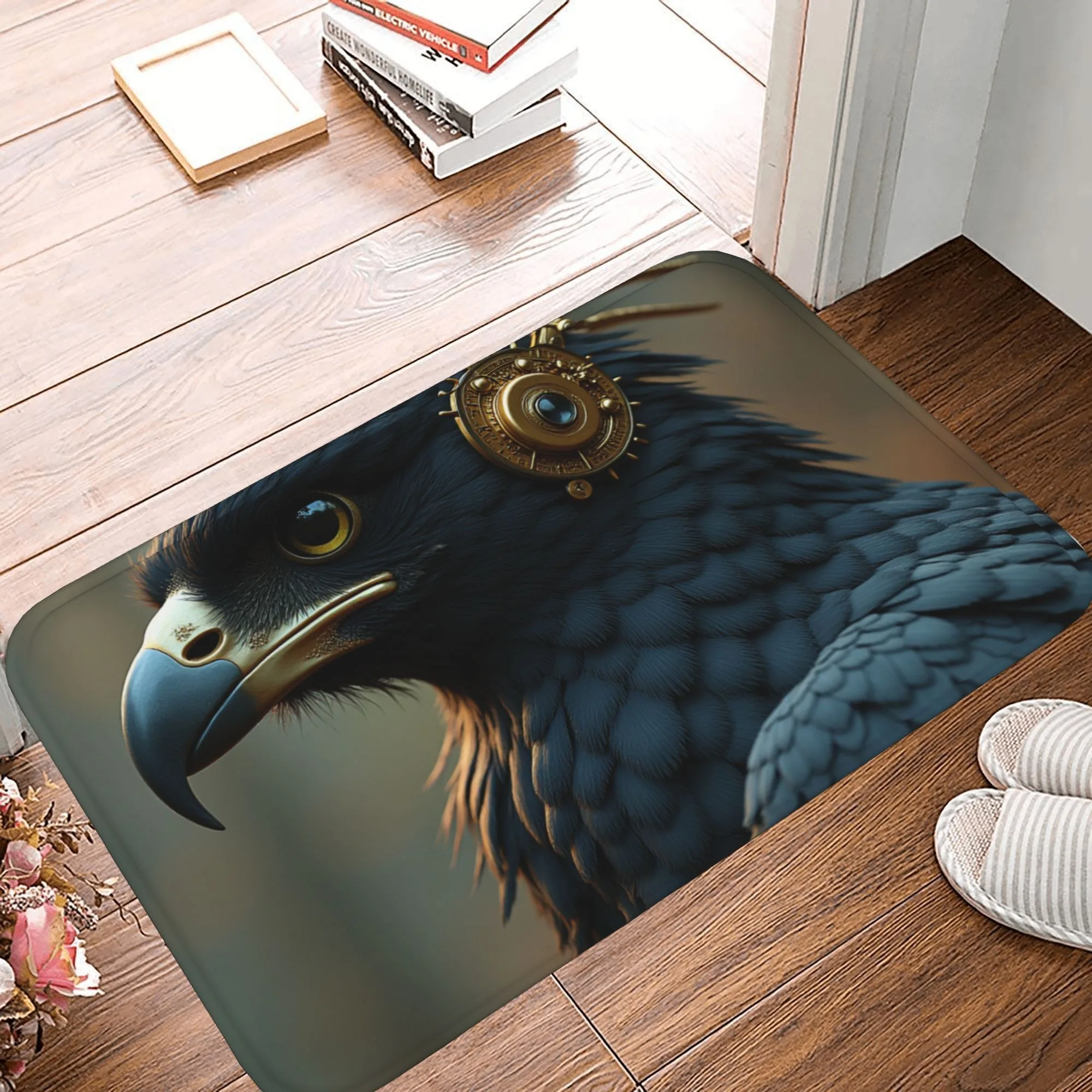 

1PC Gearfeather Pattern Kitchen Rug Non-Slip Door Mat Pop design Bathroom Rug Bath Mat Carpet for Home Sink Laundry ecoreeree