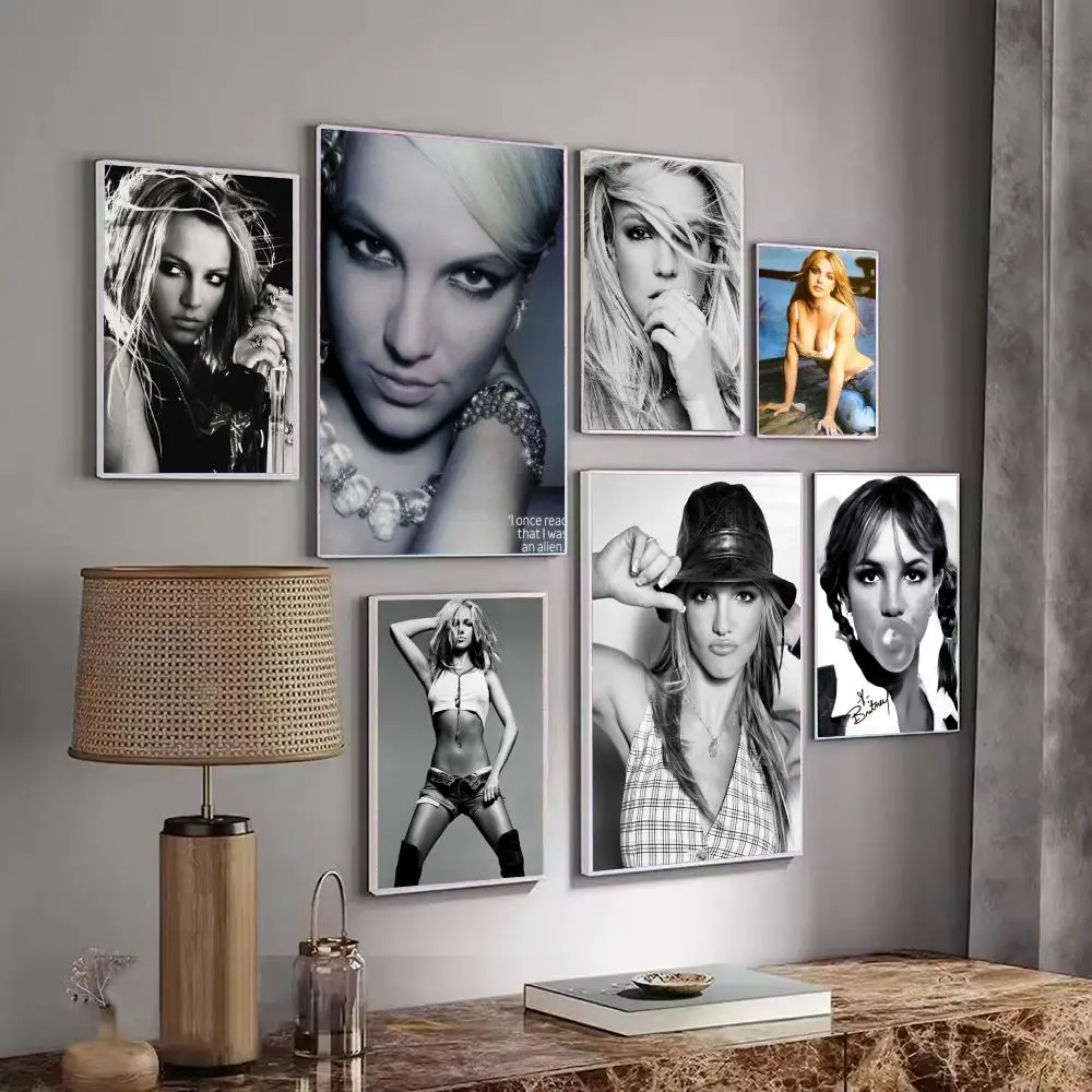 Classic Photos of Singer Britney Spears Poster Decorative Wall Art Stickers Mural Photo Print for Home Living Room Hallway Decor