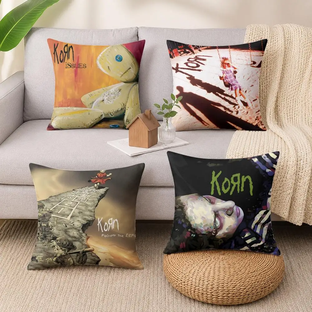 Rock Band K-Korn-Follow The Leader Cushion Cover Wrinkle-Resistant Short Plush Cushion Covers Breathable Machine-Washable