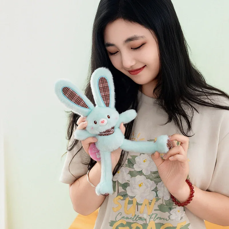 Elegante ziehende lange Ohren Kaninchen Plüschtiere gemütliche flauschige Cartoon lange Beine Hase Puppe schöne Schlüsselanhänger Dekor Mädchen Geburtstagsgeschenk