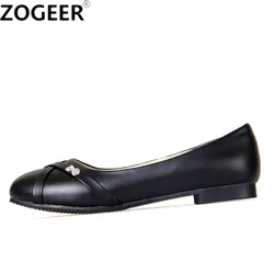 Large Size 47 Fashion Women's Flats Shoes Spring Female Ballet Shoes Round Toe Solid black white Casual Work Loafer Shoes Ladies