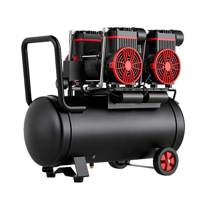 무소음 무오일 에어 컴프레서 600W 1500W 휴대용 에어 펌프 10L-160L 탱크 포함 가정용 수리 타이어 공기 주입 네일건용