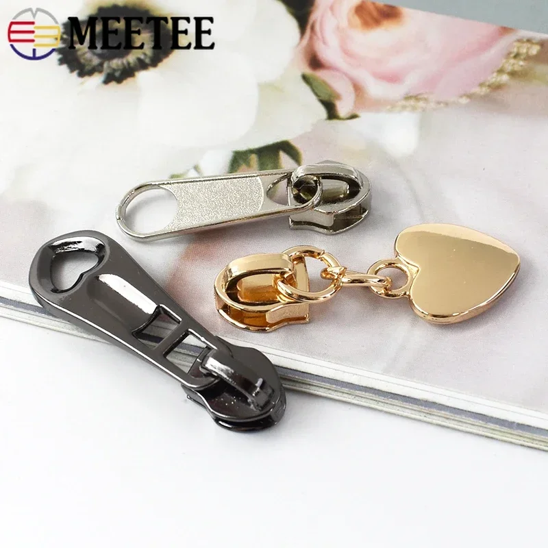 10/20Pcs Meetee 5# Slider for Zipper Nylon Zippers Puller Coat Tent Zip Closure Pulls Headparts Zips Repair Kits Bag Accessories