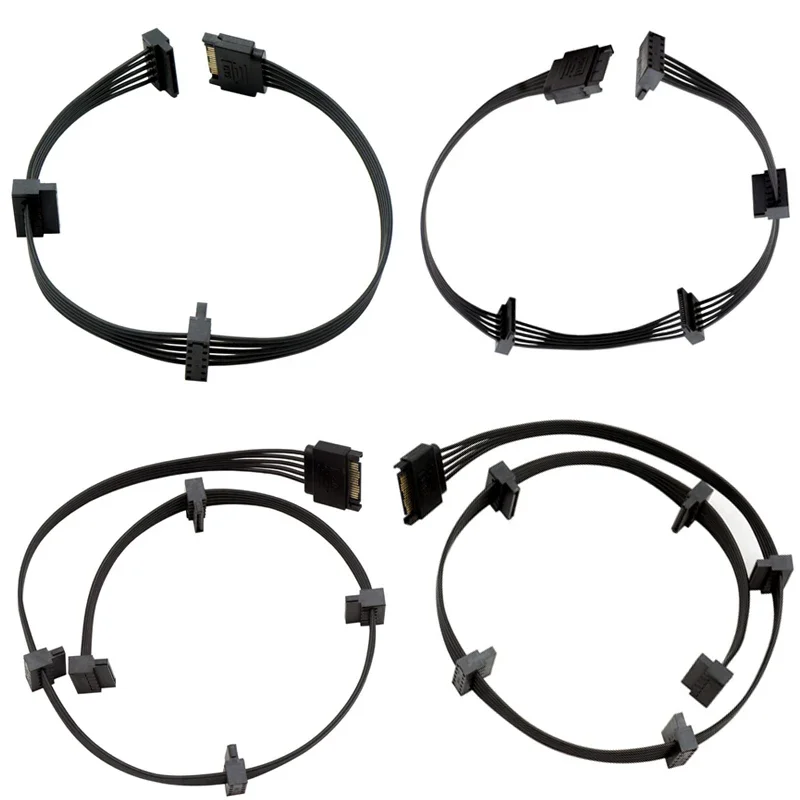 15Pin SATA/4PIN Power Supply Splitter Cable Hard Drive 1 Male To 3/4/5/6 Female Extension Power Cord for DIY PC Sever