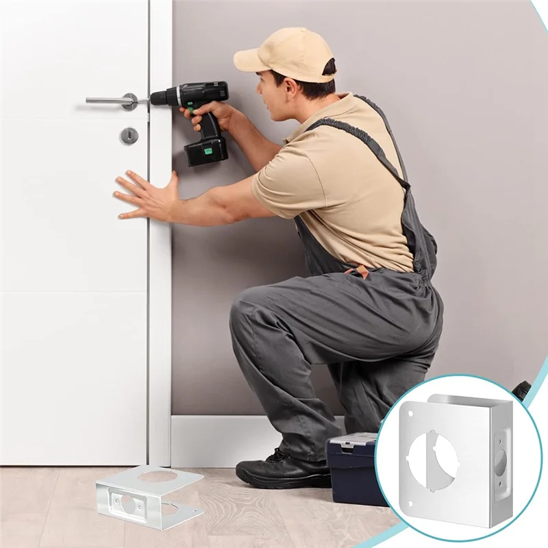 

【A87T】Locking Door Reinforcement Plate 2-1/8 Inch Single Hole 2-3/8 Inch Back Plate Hole Door Repair Replacement Parts Home