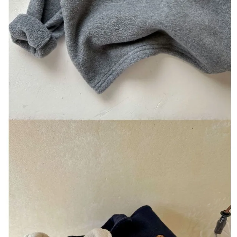 Kinder Jungen Fleece Poloshirts RAISE Herbst Winter Säuglinge Babys Jungen Unterhemd Locker Plus Samt Warm Kinder Jungen Pullover – Detail 13